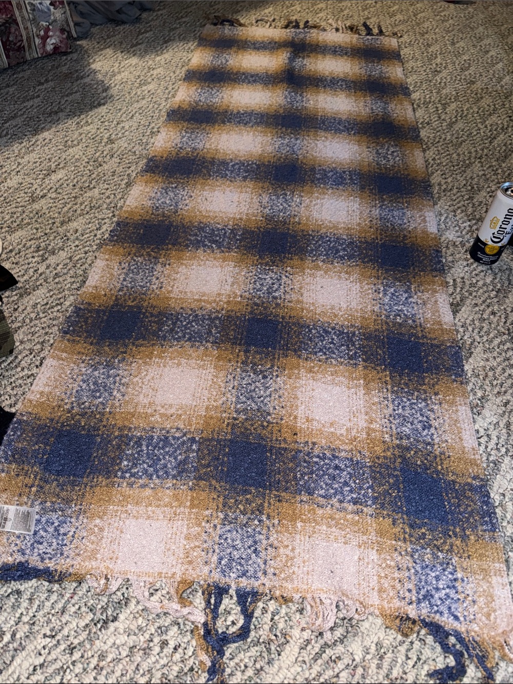 GAP Navy, Tan & Cream Plaid Scarf Wrap